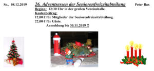 Adventsessen der Seniorenfreizeit 2019