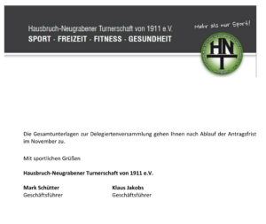 Die Einladung zur Delegiertenversammlung im Herbst 2025