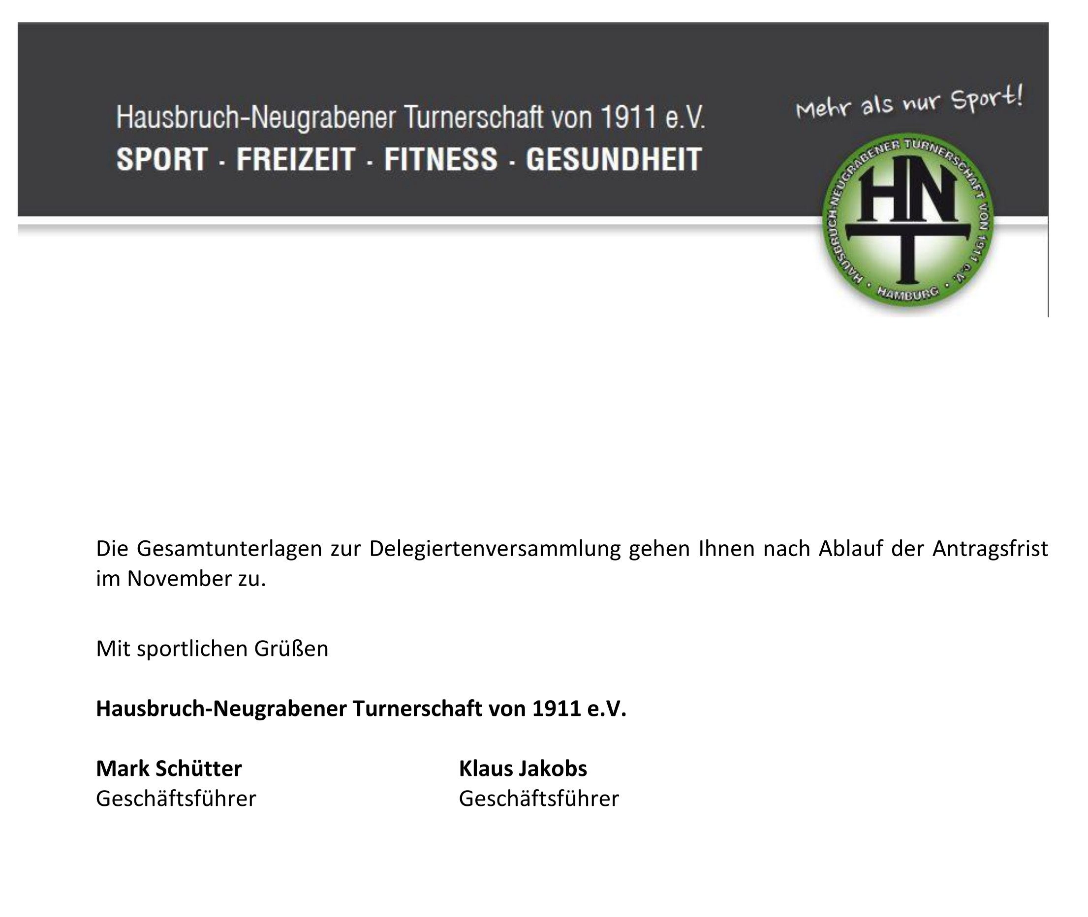 Die Einladung zur Delegiertenversammlung im Herbst 2025