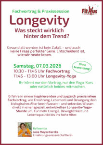 Ein Werbeplakat zum Longevity-Angebot im FitHus.