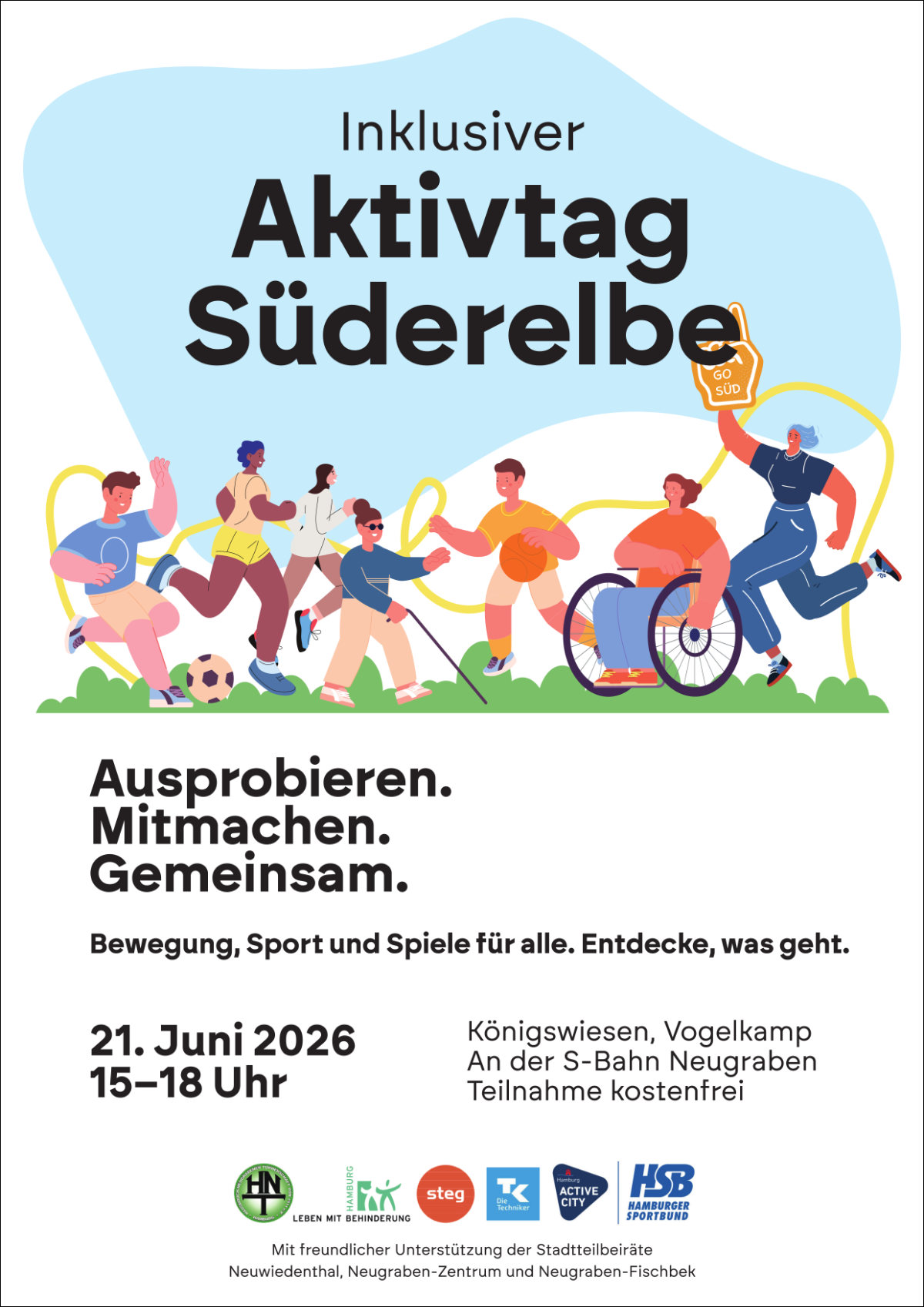 Ein Foto des Flyers für den Aktivtag Süderelbe 2026.