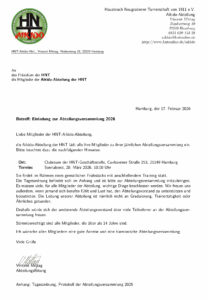 Ein Foto der Einladung zur Abteilungsversammlung Aikido 2026.