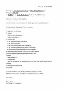 Ein Foto der Einladung zur Abteilungsversammlung Inline-Skating 2026.