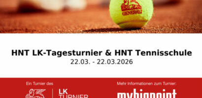 Ein Foto des Plakats für das LK-Tagesturnier der HNT Tennisabteilung am 22. März 2026.
