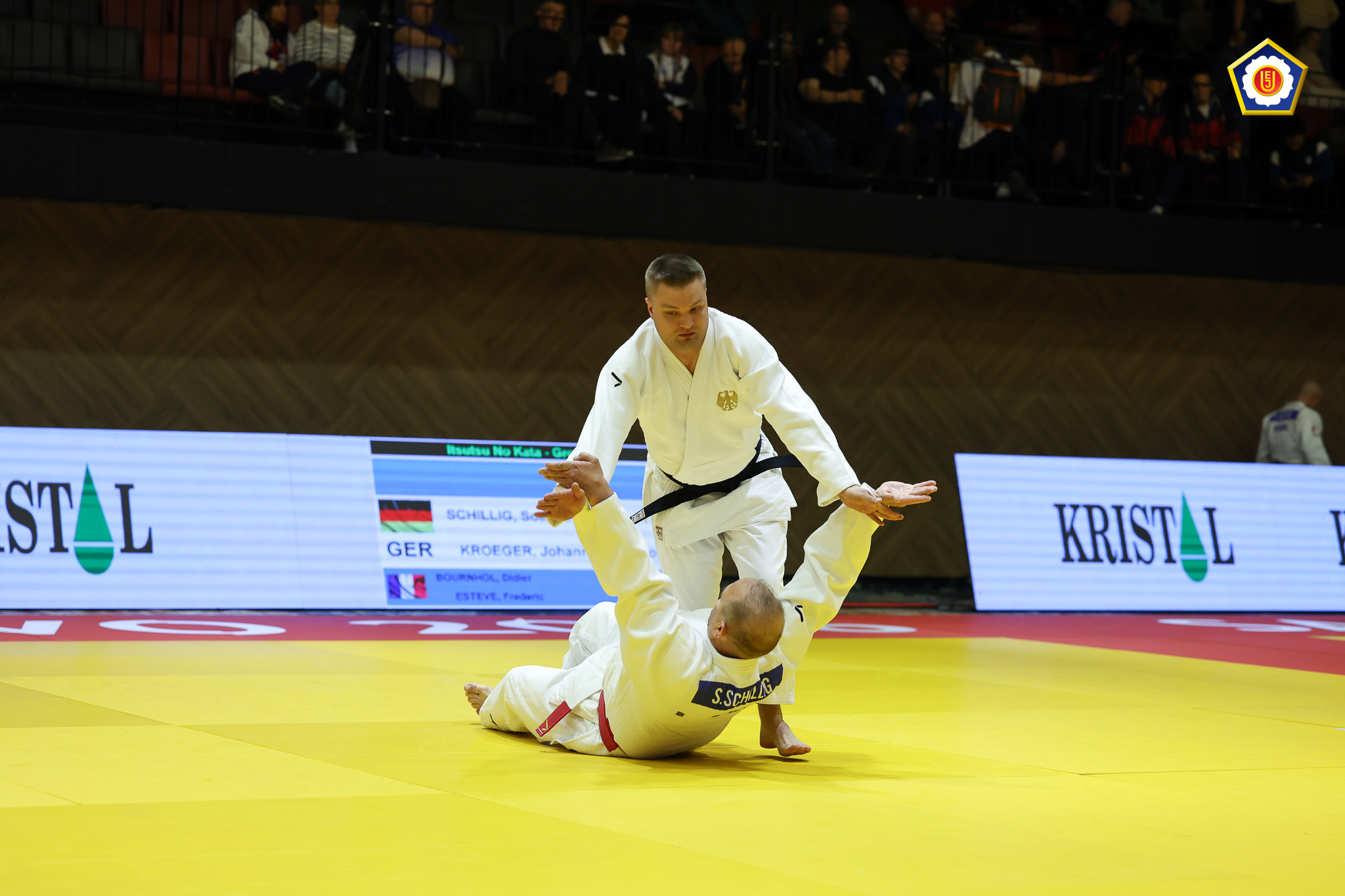 European Judo Championships Kata 2026 Ein Foto von Sönke und Johannes bei der Vorführung ihrer Kata.