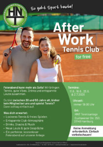 Ein Foto des Plakats für das Angebot "After Work Tennis Club".