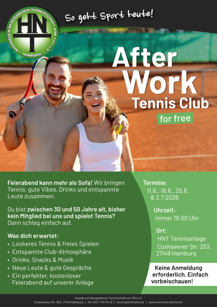 Ein Foto des Plakats für das Angebot "After Work Tennis Club".