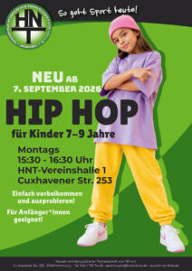 Der Flyer für den neuen HipHop-Kurs für Kinder von 7 bis 9 Jahren.