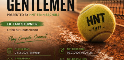 Ein Foto des Plakats für das LK-Tagesturnier der HNT Tennisabteilung am 23.08.2026.